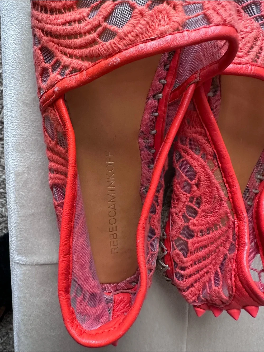 Rebecca Minkoff Coral Lace Studded Espadrille Flats - Size 7